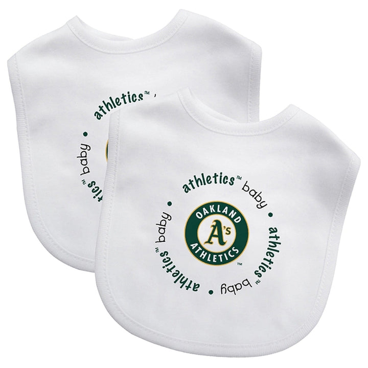 Oakland Athletics Baby Bibs 2-Pack Cotton Embroidered Infant Size Unisex Image 1