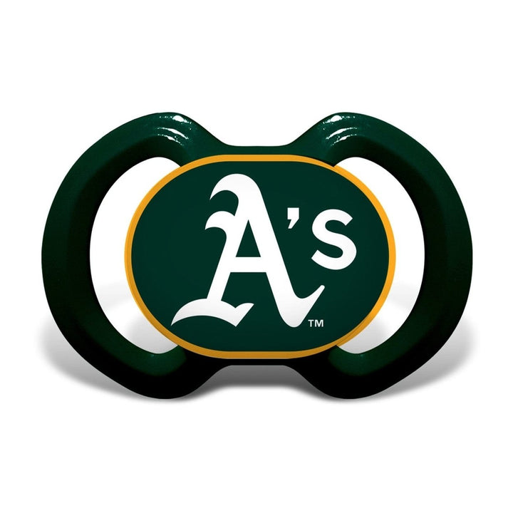 Oakland Athletics 3-Piece Baby Gift Set BPA-Free Bib Bottle Pacifier Unisex Image 2