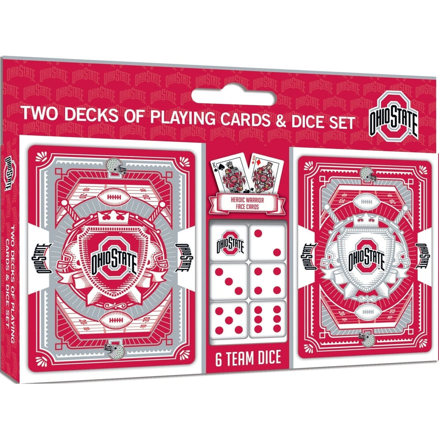 Ohio State Buckeyes Playing Cards Dice Set 2-Pack NCAA Casino Style Gaming Image 1