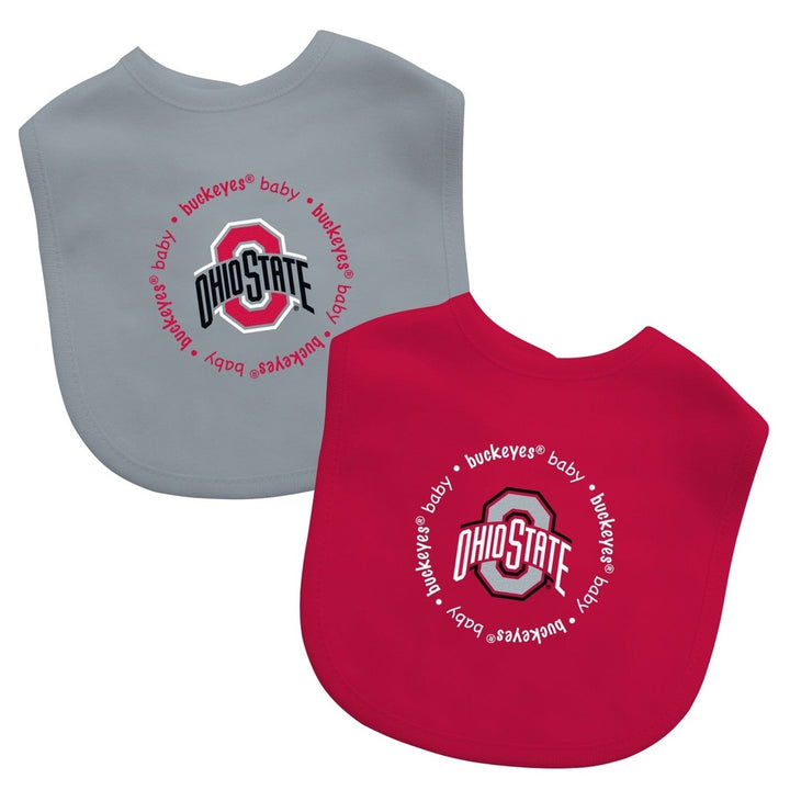 Ohio State Buckeyes Baby Bibs 2-Pack Red Grey Cotton Infant Bibs Unisex Image 1