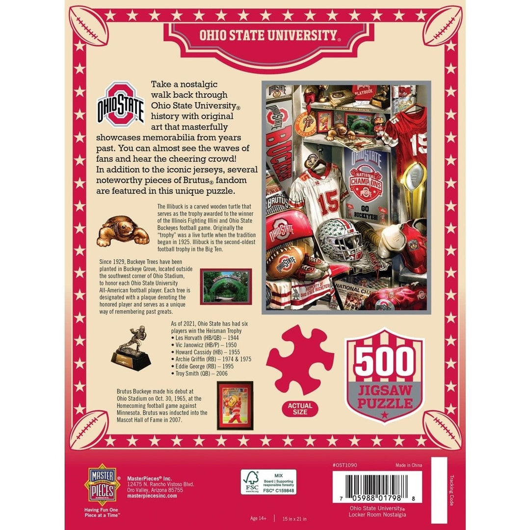 Ohio State Buckeyes 500 Piece Jigsaw Puzzle Eco-Friendly Recycled Chipboard Image 3