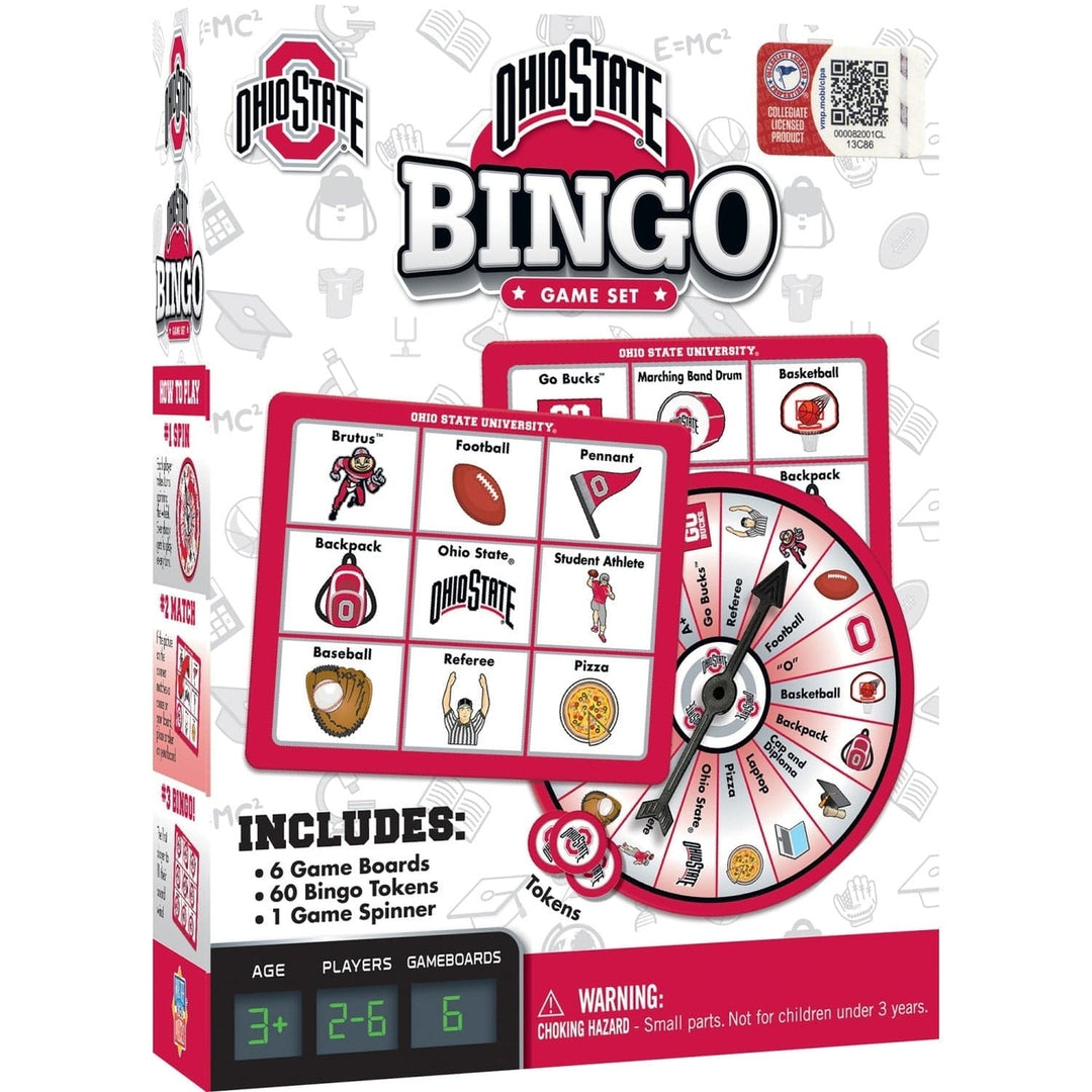 Ohio State Buckeyes Bingo Game College-Themed Family Fun 6 Boards 84 Tokens Image 1