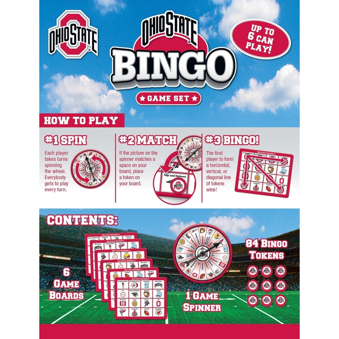 Ohio State Buckeyes Bingo Game College-Themed Family Fun 6 Boards 84 Tokens Image 3