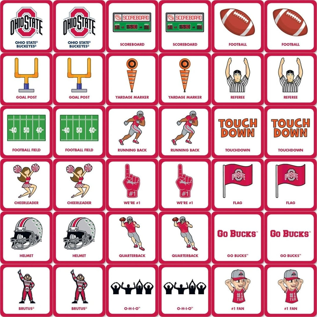 Ohio State Buckeyes NCAA Matching Game Family Fun Card Game 18 Pairs Image 2