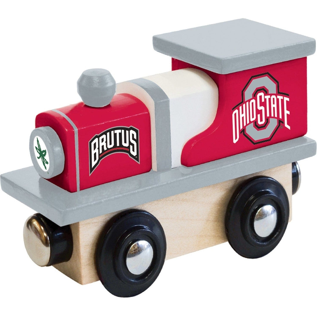 Ohio State Buckeyes Wooden Toy Train Engine NCAA Compatible 1 Inch Tracks Image 1