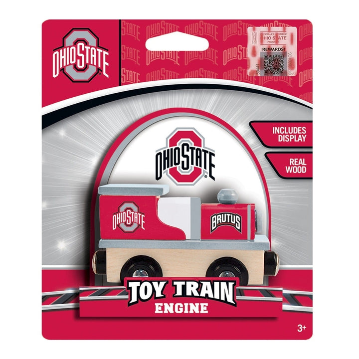 Ohio State Buckeyes Wooden Toy Train Engine NCAA Compatible 1 Inch Tracks Image 2