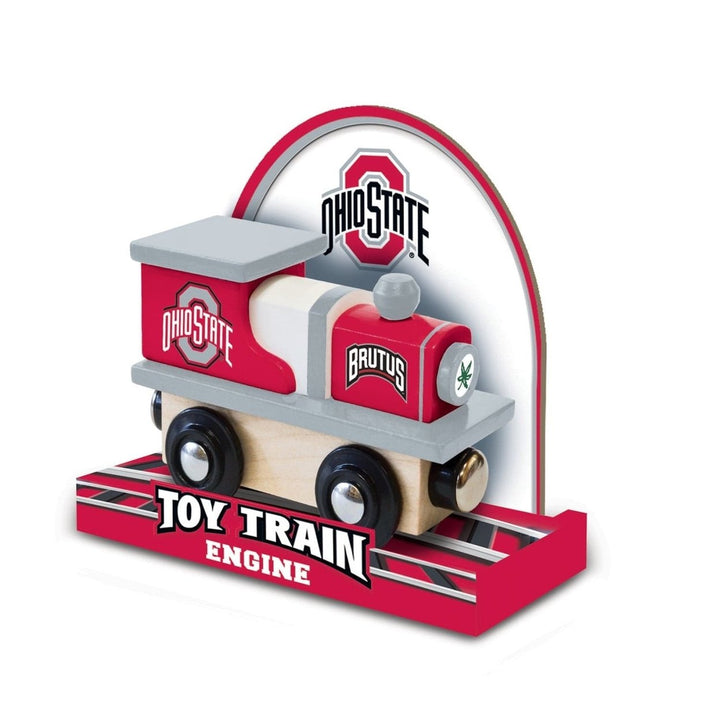 Ohio State Buckeyes Wooden Toy Train Engine NCAA Compatible 1 Inch Tracks Image 3