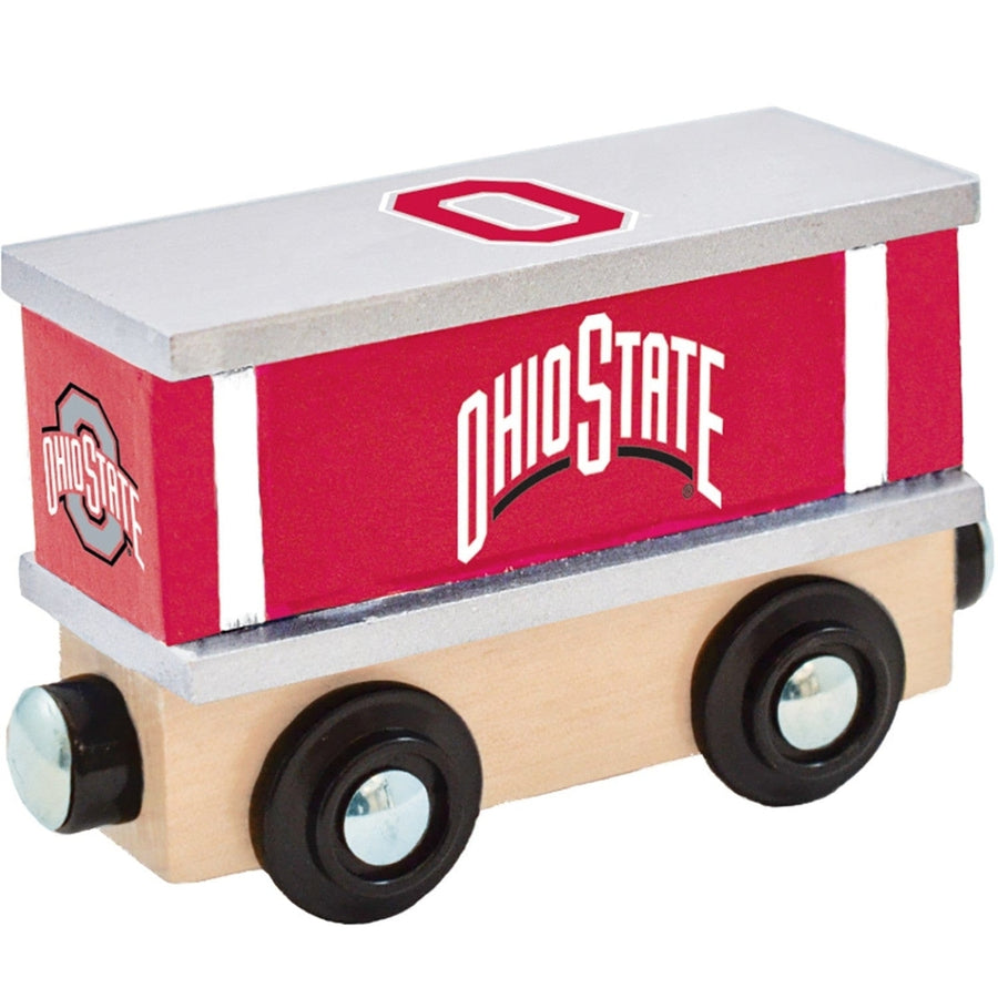 Ohio State Buckeyes Wooden Toy Train Box Car NCAA Compatible with Wooden Tracks Image 1