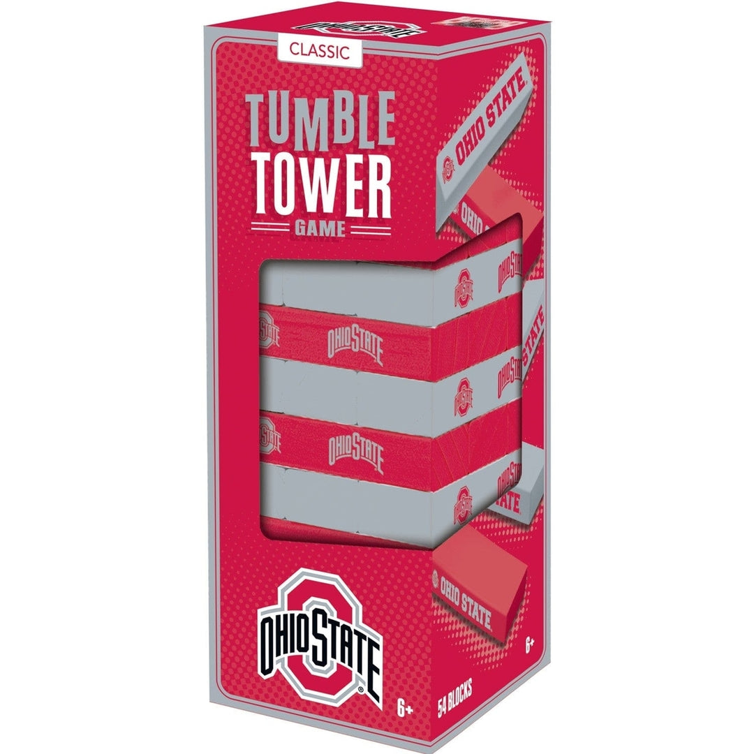 Ohio State Buckeyes NCAA Wooden Tumble Tower Game 54 Blocks Classic Challenge Image 1