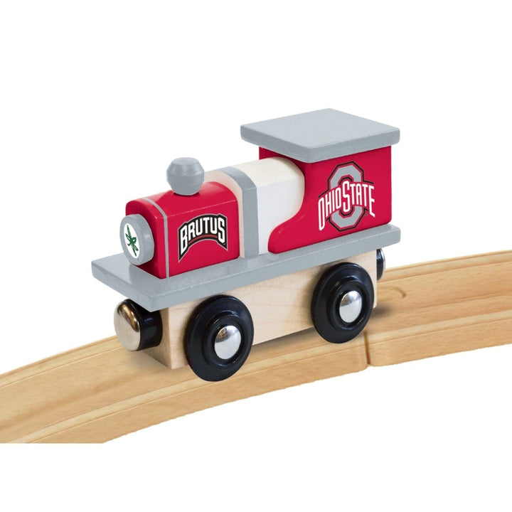 Ohio State Buckeyes Wooden Toy Train Engine NCAA Compatible 1 Inch Tracks Image 4