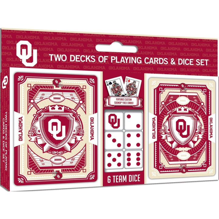 Oklahoma Sooners NCAA Playing Cards and Dice Set 2-Pack Casino Style Image 1