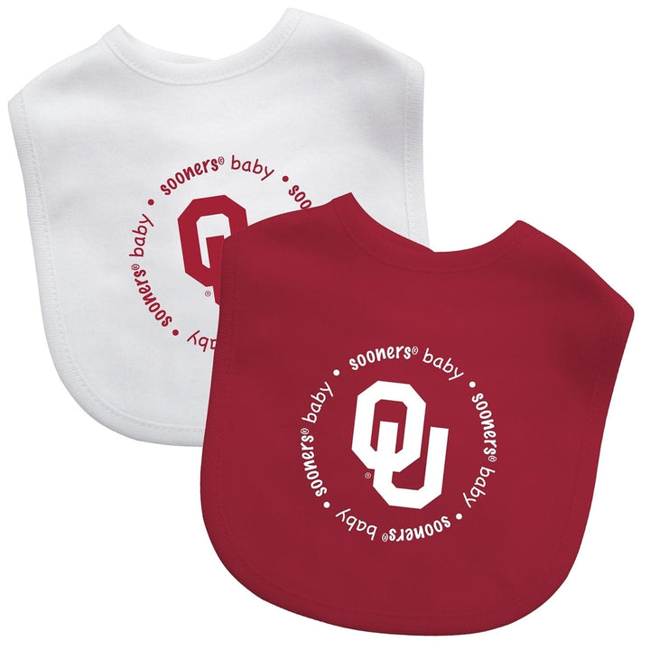 Oklahoma Sooners Baby Bibs 2-Pack Cotton Embroidered Team Logo Infants Image 1