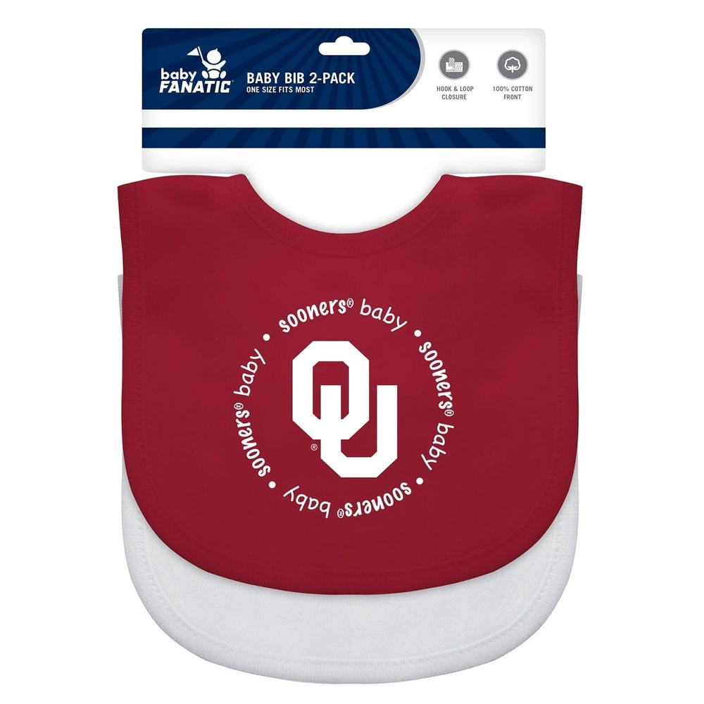 Oklahoma Sooners Baby Bibs 2-Pack Cotton Embroidered Team Logo Infants Image 2