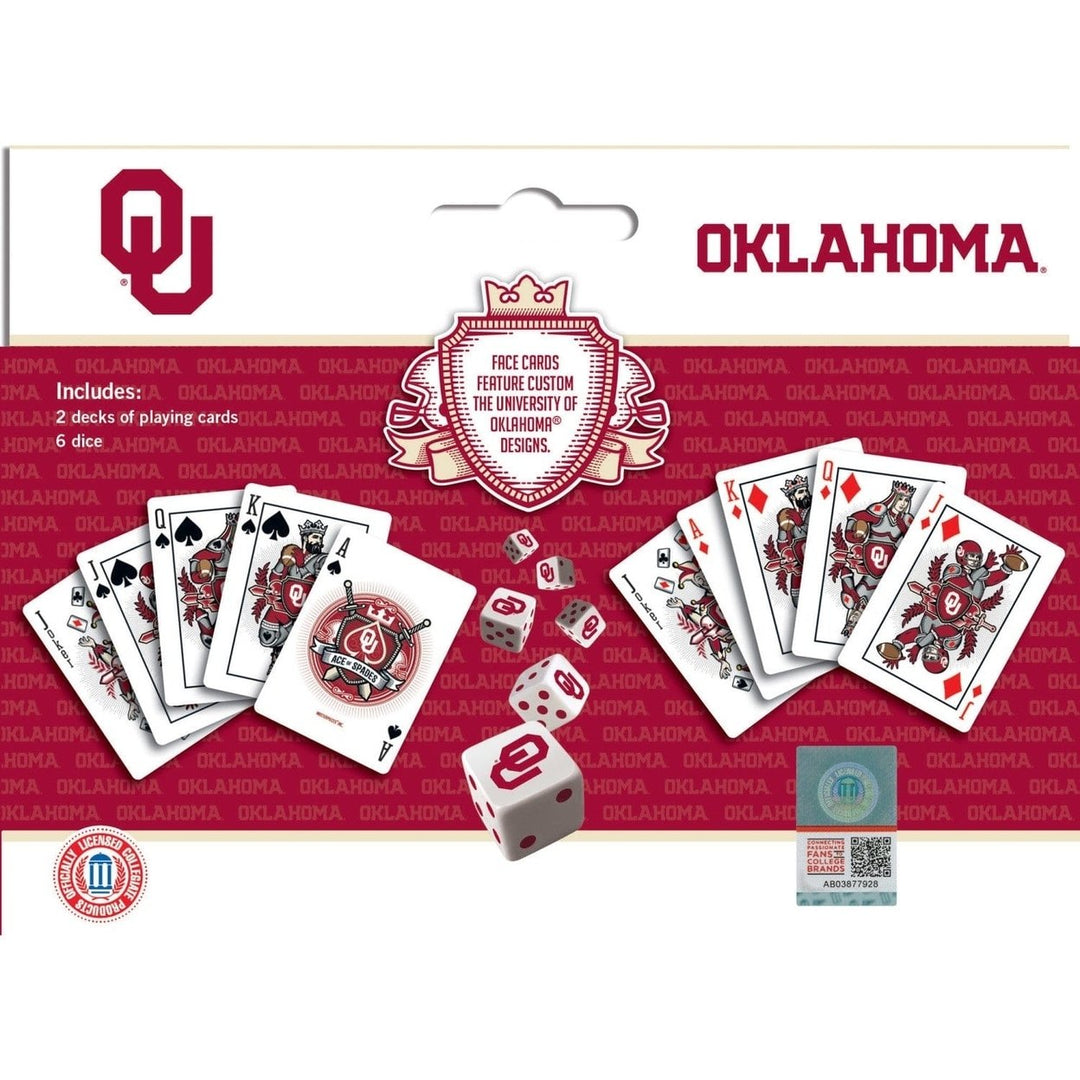 Oklahoma Sooners NCAA Playing Cards and Dice Set 2-Pack Casino Style Image 3