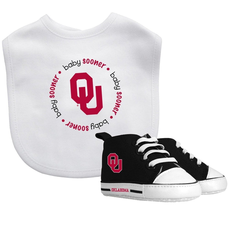 Oklahoma Sooners Baby Gift Set 2 Piece Bib and Pre-Walkers Unisex Cotton Image 1