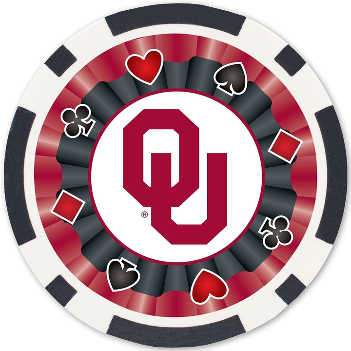 Oklahoma Sooners 100 Piece Casino Style Poker Chips Heavy 11.5g Set Image 3