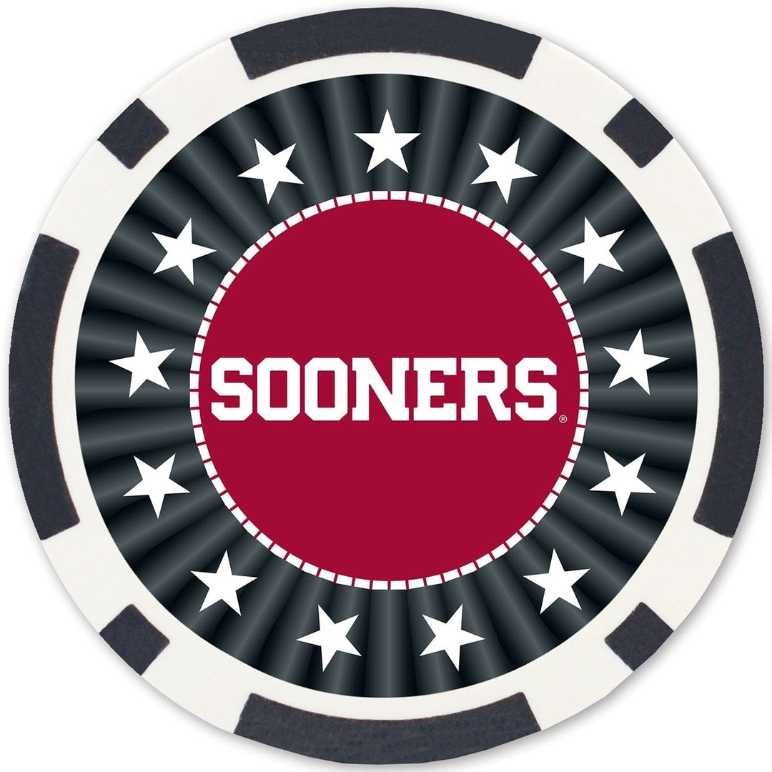 Oklahoma Sooners 100 Piece Casino Style Poker Chips Heavy 11.5g Set Image 4