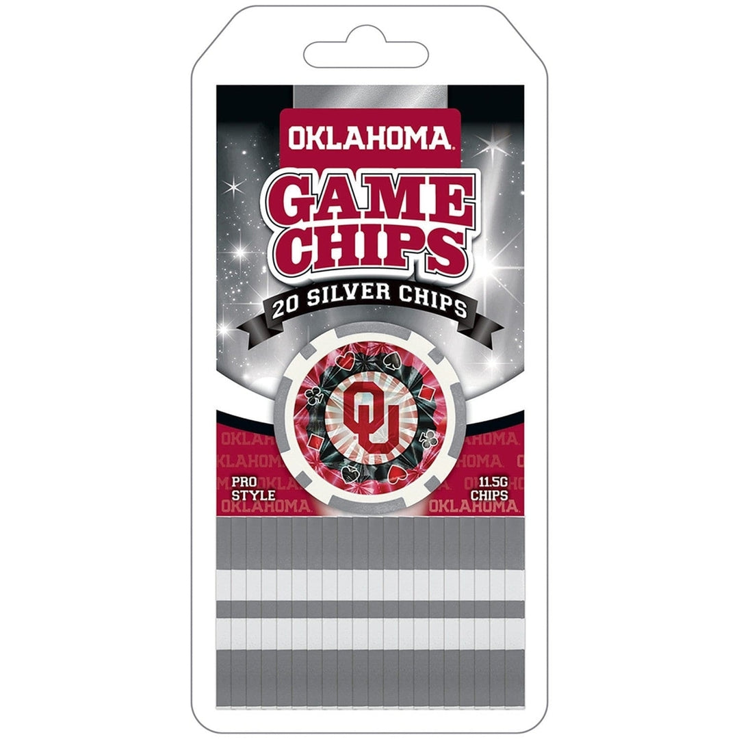 Oklahoma Sooners Poker Chips 20 Piece Set Casino Style 11.5g Collectible Image 1