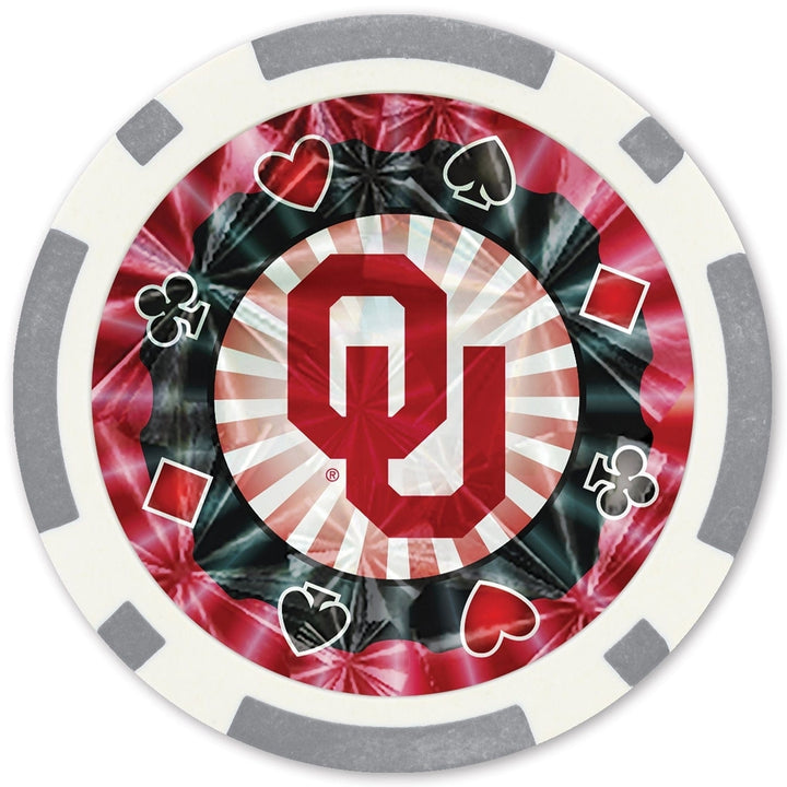 Oklahoma Sooners Poker Chips 20 Piece Set Casino Style 11.5g Collectible Image 2