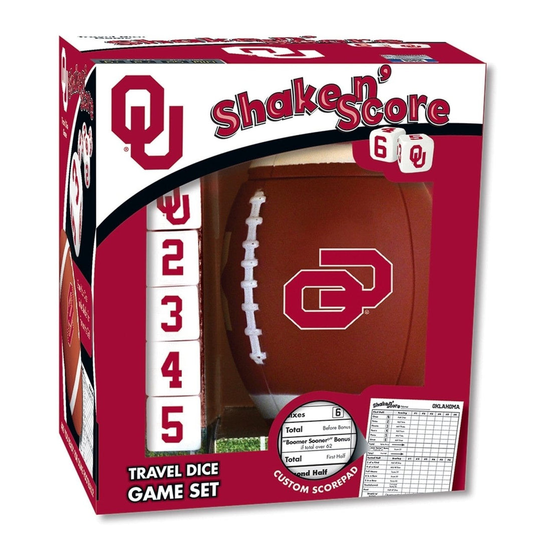 Oklahoma Sooners Shake n Score Dice Game NCAA Travel Game Team Dice Cup Image 1