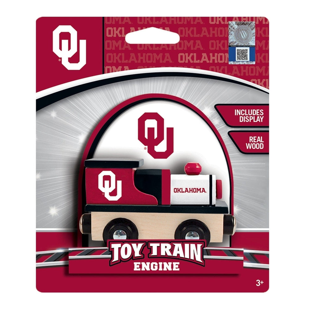 Oklahoma Sooners Wooden Toy Train Engine NCAA Team Colors Compatible Tracks Image 2