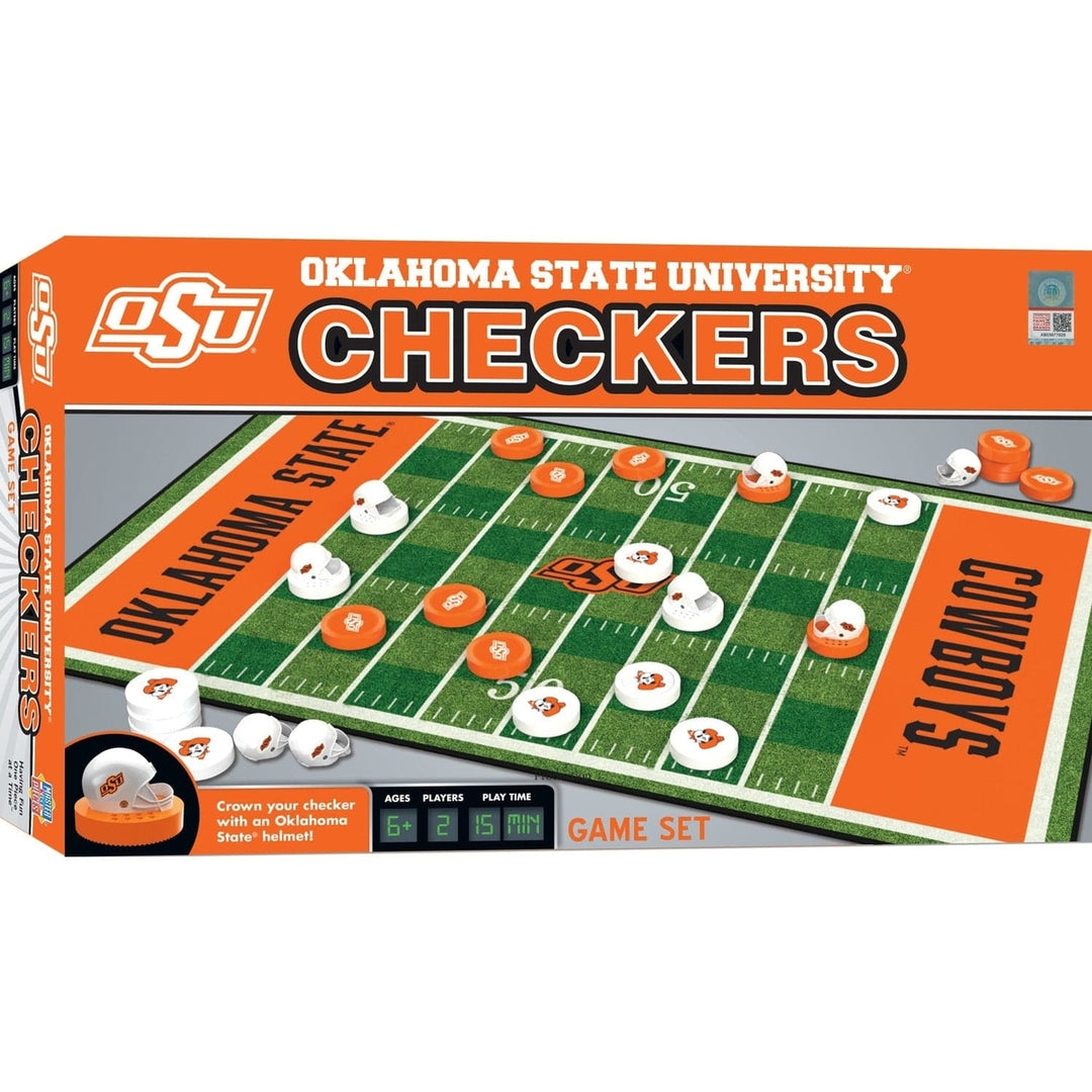 Oklahoma State Cowboys Checkers Board Game NCAA Officially Licensed 24 Pieces Image 1