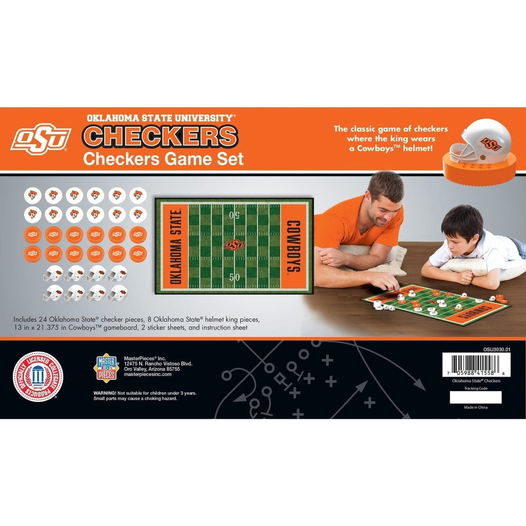 Oklahoma State Cowboys Checkers Board Game NCAA Officially Licensed 24 Pieces Image 3