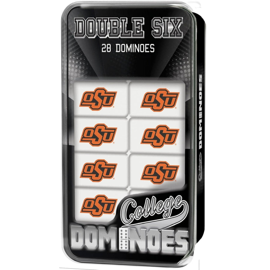 Oklahoma State Cowboys Dominoes Set Collectible Tin 28 Resin Dominoes Sports Fan Image 1