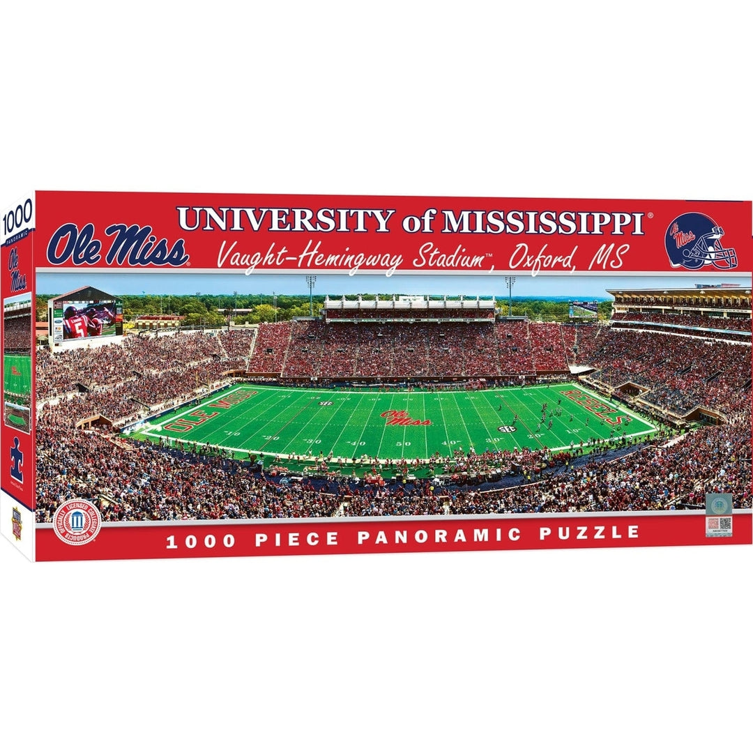 Ole Miss Rebels NCAA 1000 Piece Panoramic Jigsaw Puzzle 13x39 Vaught-Hemingway Image 1