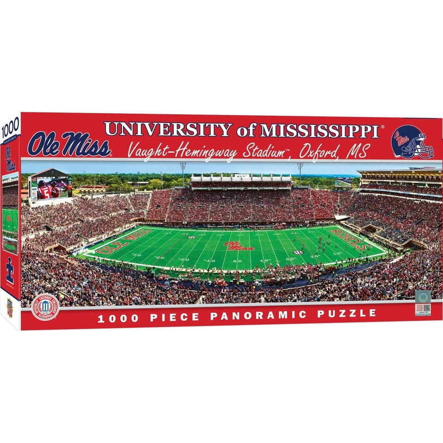 Ole Miss Rebels NCAA 1000 Piece Panoramic Jigsaw Puzzle 13x39 Vaught-Hemingway Image 1