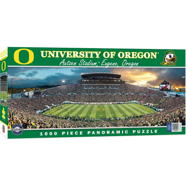 Oregon Ducks 1000 Piece Jigsaw Puzzle Panoramic Autzen Stadium Recycled Material Image 1