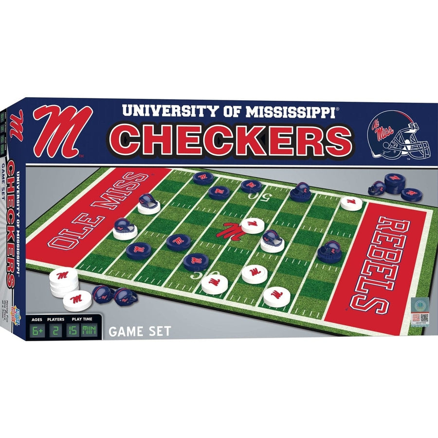 Ole Miss Rebels Checkers Board Game NCAA Officially Licensed 24 Pieces 13x21in Image 1