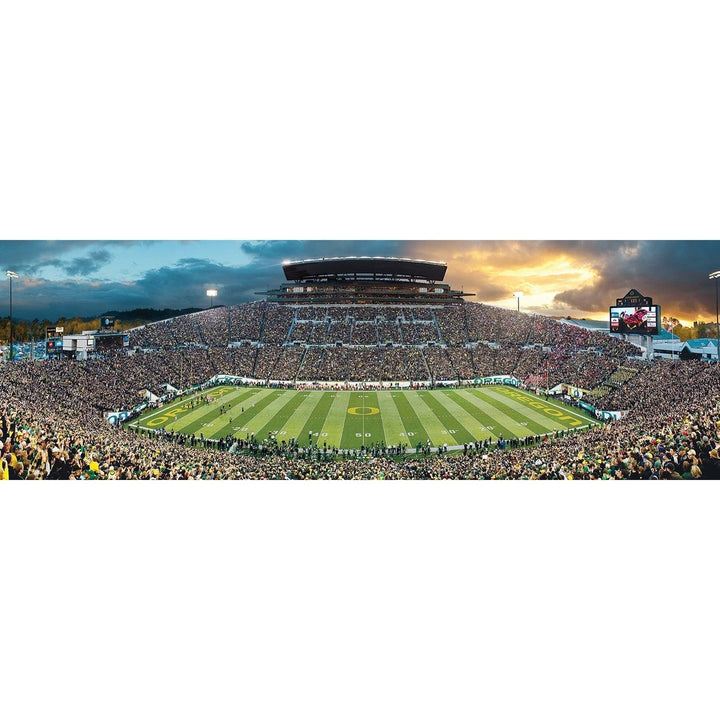 Oregon Ducks 1000 Piece Jigsaw Puzzle Panoramic Autzen Stadium Recycled Material Image 2