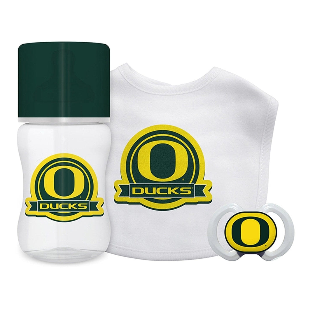 Oregon Ducks Baby Gift Set 3 Piece BPA-Free Cotton Bib Pacifier Bottle Image 1