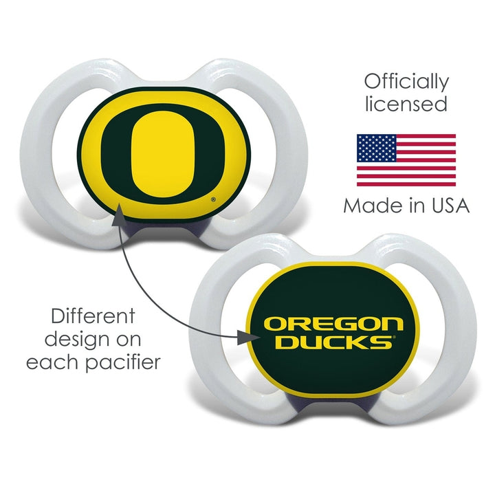 Oregon Ducks NCAA Pacifier 2-Pack BPA-Free Orthodontic Silicone Infant 3+ Months Image 3