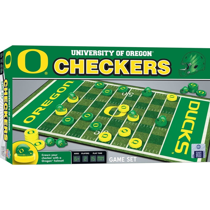 Oregon Ducks Checkers Board Game NCAA MasterPieces 24 Pieces 13x21 in Fun Image 1