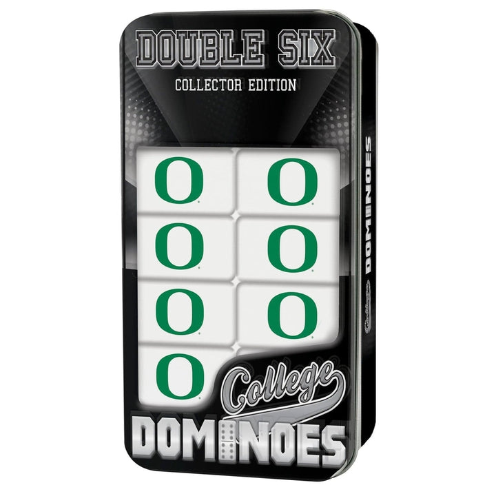 Oregon Ducks Dominoes Set 28 Resin Tiles in Collectible Tin Officially Licensed Image 1