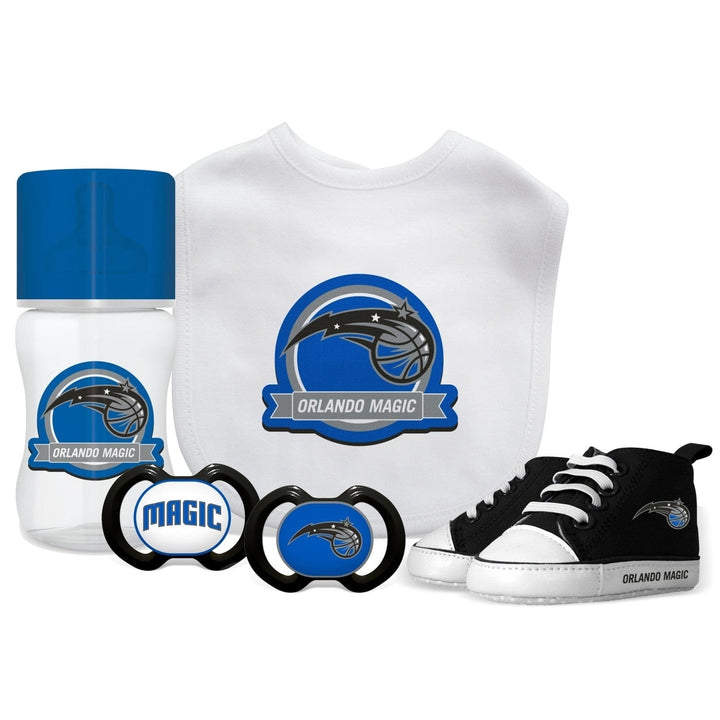 Orlando Magic 5-Piece Baby Gift Set Bib Bottle Shoes Pacifiers Unisex NBA Image 1