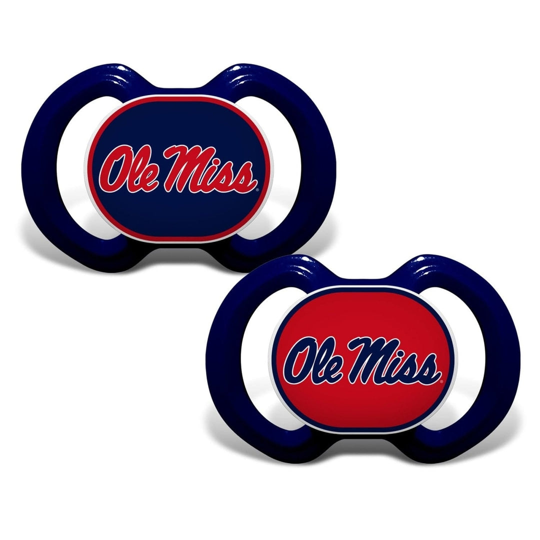 Ole Miss Rebels Pacifier 2-Pack NCAA Baby Soothers BPA-Free Silicone Shield Image 1