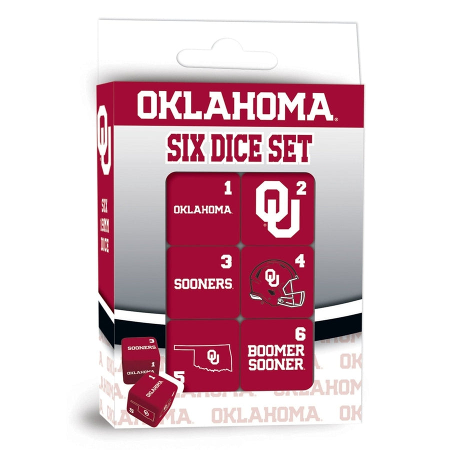 Oklahoma Sooners Dice Set 6-Piece 19mm Officially Licensed NCAA Gaming Dice Image 1