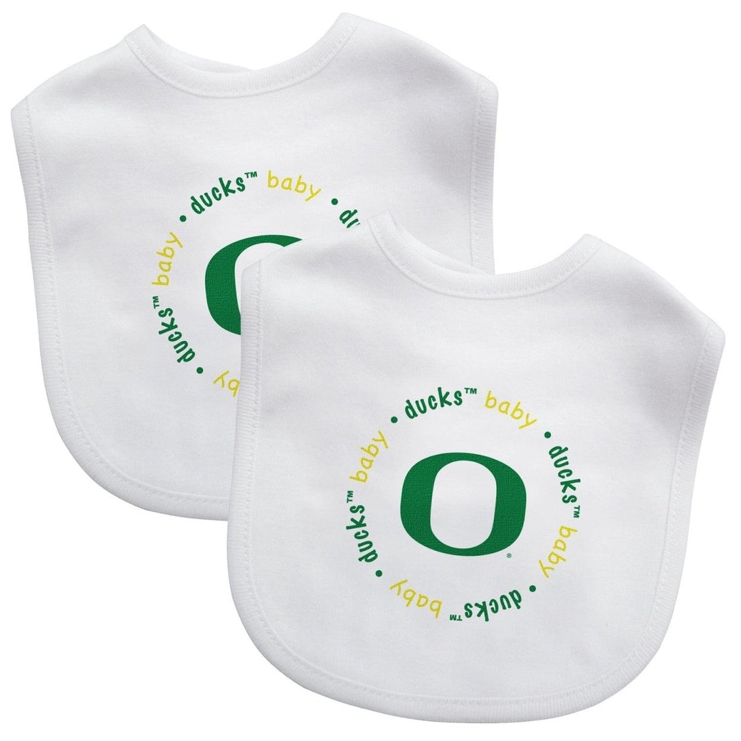 Oregon Ducks Baby Bibs 2-Pack Cotton Embroidered Infant Bibs Unisex Team Spirit Image 1