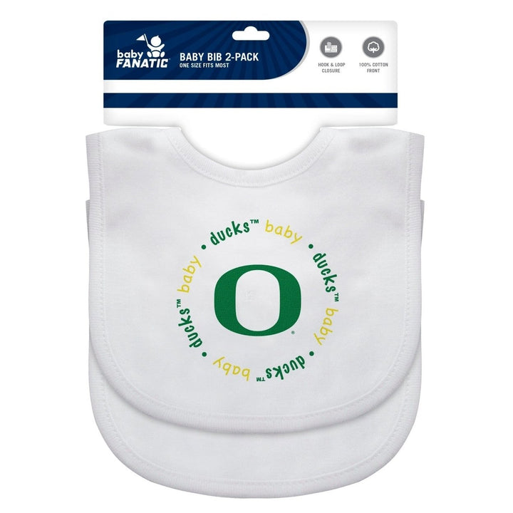 Oregon Ducks Baby Bibs 2-Pack Cotton Embroidered Infant Bibs Unisex Team Spirit Image 2