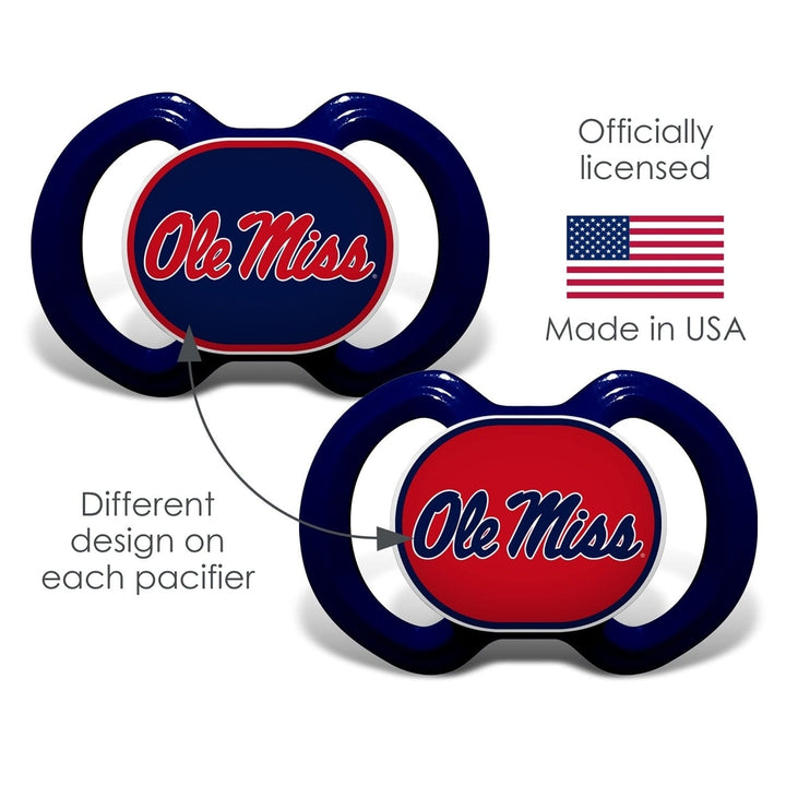 Ole Miss Rebels Pacifier 2-Pack NCAA Baby Soothers BPA-Free Silicone Shield Image 4