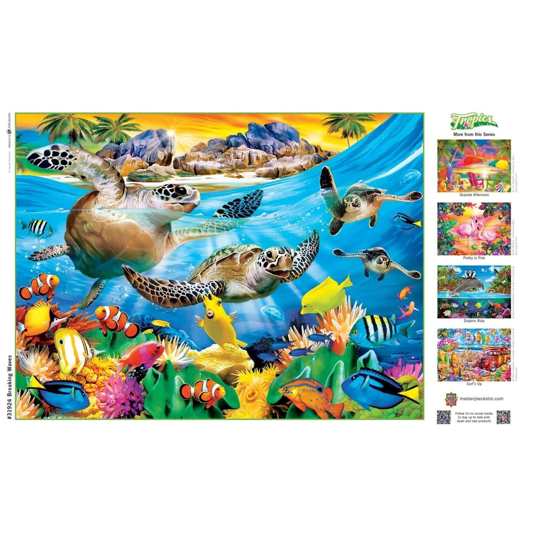 MasterPieces Tropics 300PC EZ Grip Jigsaw Puzzle Breaking Waves Sea Turtles Image 4