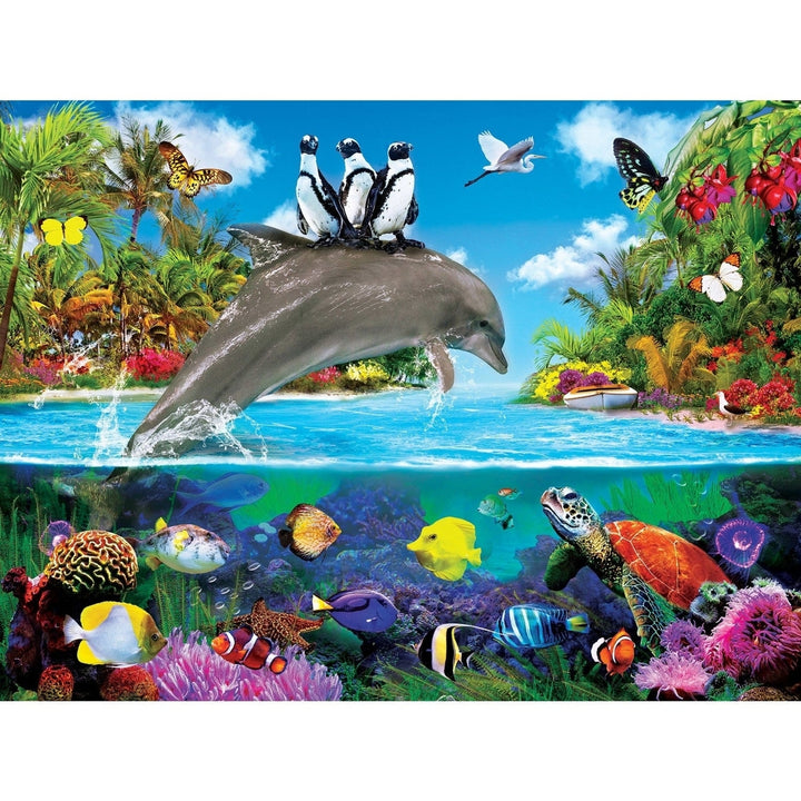 MasterPieces 300PC EZ Grip Dolphin Ride Tropics Jigsaw Puzzle 18x24 Inch Image 2