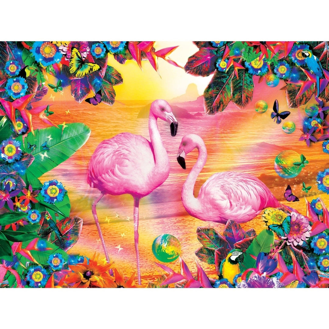 MasterPieces Tropics 300PC EZ Grip Jigsaw Puzzle Pretty in Pink Flamingos 18x24 Image 2