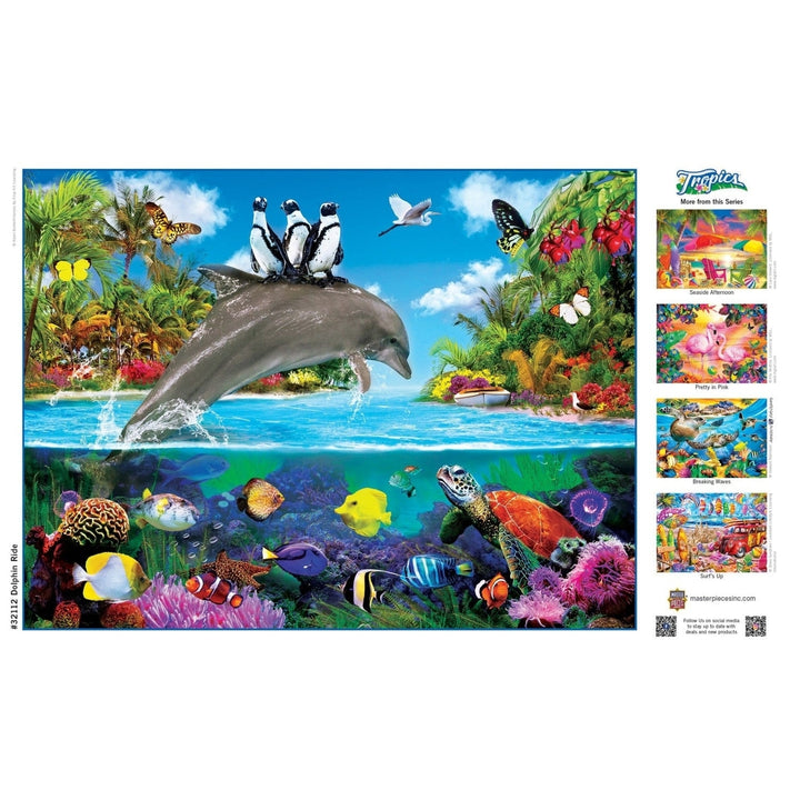 MasterPieces 300PC EZ Grip Dolphin Ride Tropics Jigsaw Puzzle 18x24 Inch Image 4