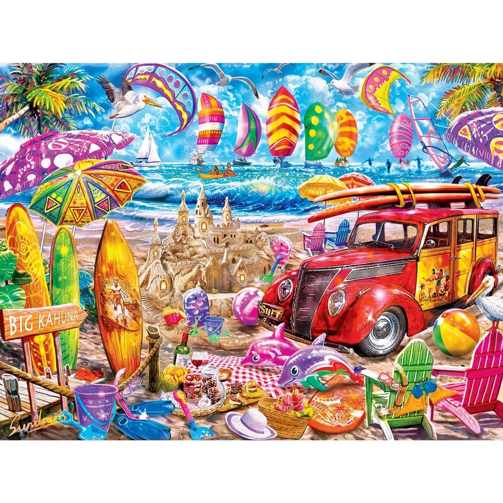 MasterPieces Tropics Surfs Up 300 Piece EZ Grip Jigsaw Puzzle 18x24 Recycled Image 2