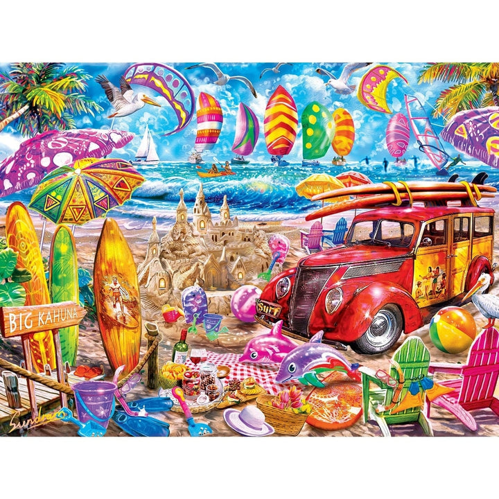 MasterPieces Tropics Surfs Up 300 Piece EZ Grip Jigsaw Puzzle 18x24 Recycled Image 2