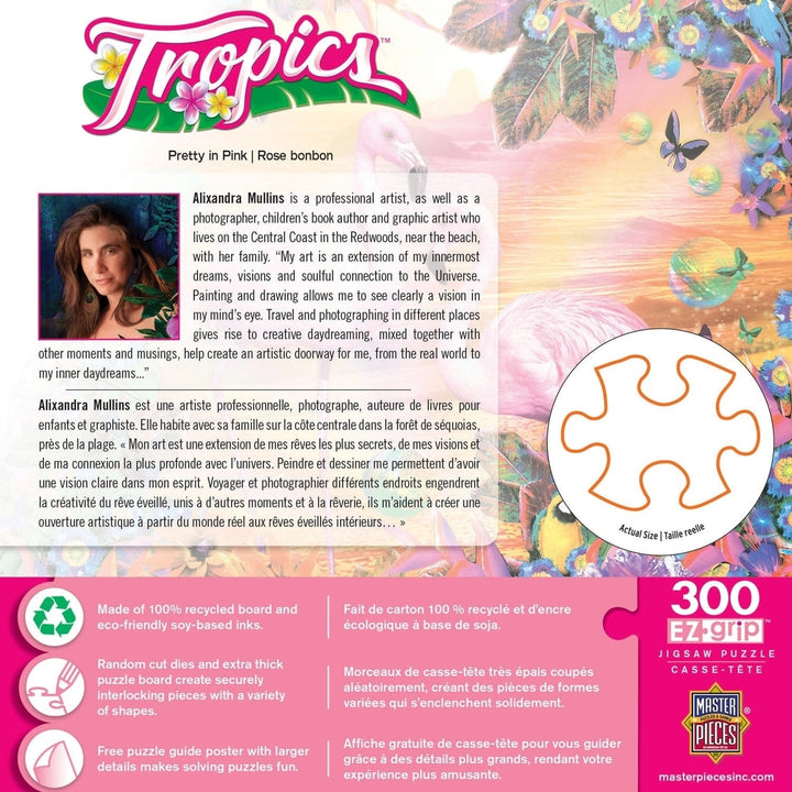 MasterPieces Tropics 300PC EZ Grip Jigsaw Puzzle Pretty in Pink Flamingos 18x24 Image 3